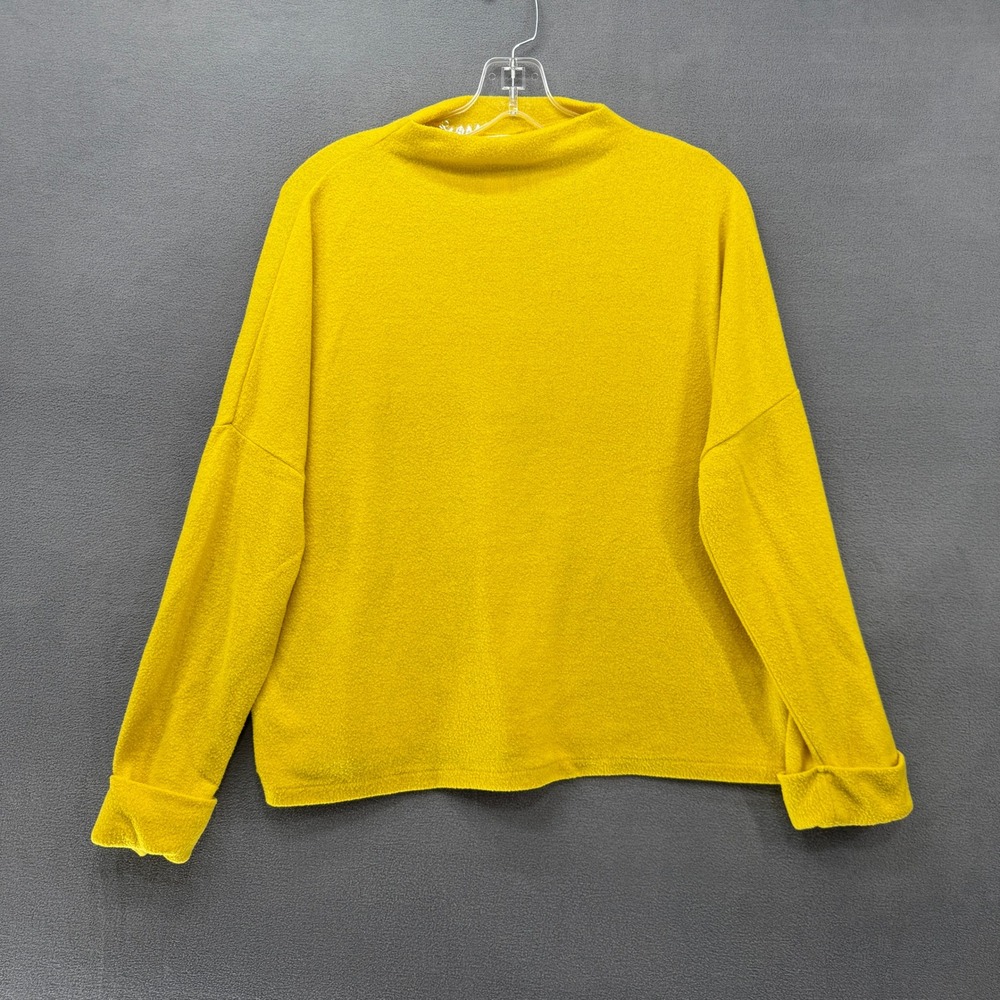 HM Oversized Sweater Womens Medium Mock Neck Mustard Yellow Knit Long Sleeve